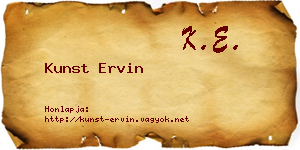 Kunst Ervin névjegykártya
